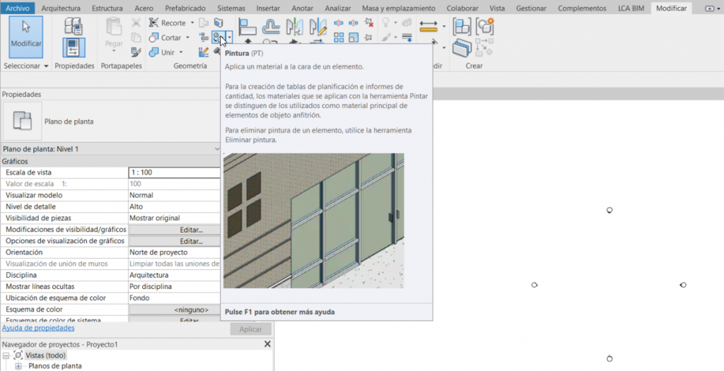 Imagen 1. Herramienta de pintura en Revit